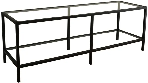 NORDVÄRK Basic TV-Tisch, mit 1 Ablage - Glas und matt schwarzem Metall (130x40)